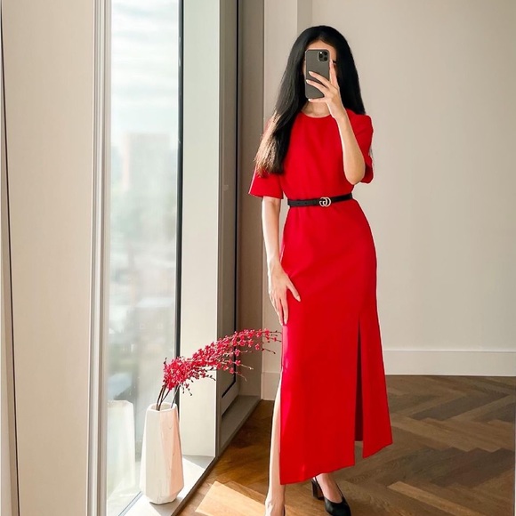 Zara Dresses & Skirts - Zara Red Sylvia Structured Maxi Dress